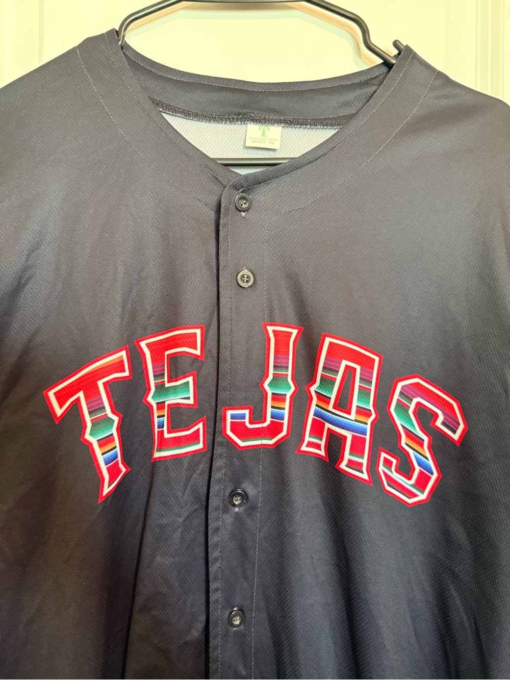 Men's / Women’s Black 'Tejas' , serape Button-Up Jersey with Colorblock Appliqué